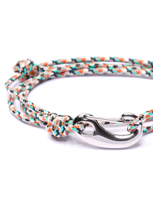 White + Orange Tactical Cord Bracelet for Men (Silver Clasp - 25S) Bracelets We Are All Smith   