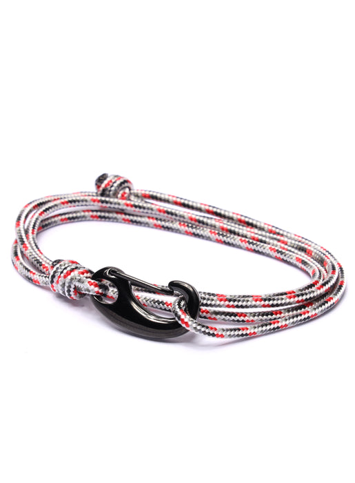 White + Gray Tactical Cord Bracelet for Men (Black Clasp - 24K) Bracelets We Are All Smith   