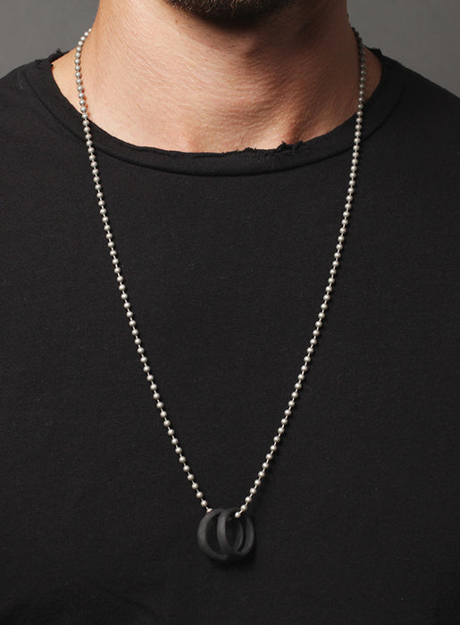 Black Glass Two Rings Necklace for Men Jewelry We Are All Smith   