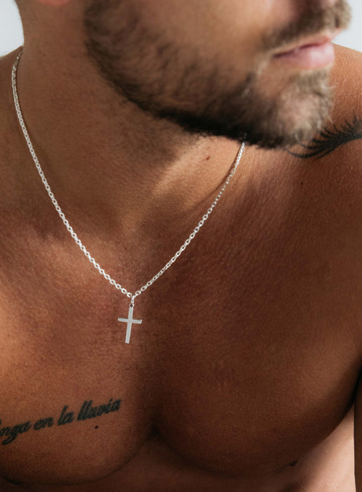 Sterling Silver Cross Necklace for Men (Cable) Jewelry WE ARE ALL SMITH: Men's Jewelry & Clothing.   