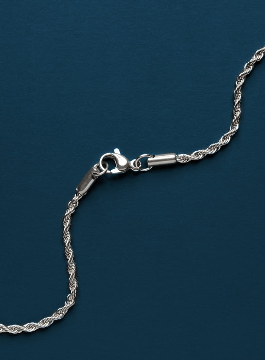 Waterproof Silver Rope chain necklace 2.5 mm Necklaces WE ARE ALL SMITH: Men's Jewelry & Clothing.   
