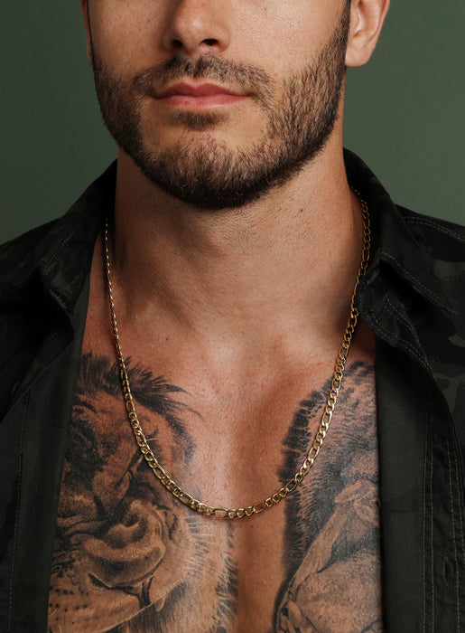 5mm Gold Figaro Chain Necklace for Men - Main Image