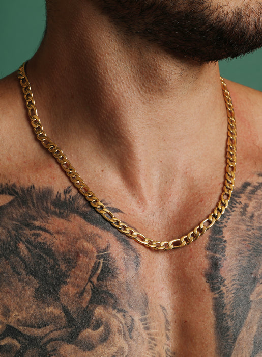 7mm Gold Figaro Chain Necklace for Men — WE ARE ALL SMITH