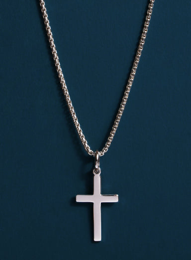 925 Sterling Silver Cross on Sterling Rhodium Coated Curb Chain — WE ARE  ALL SMITH