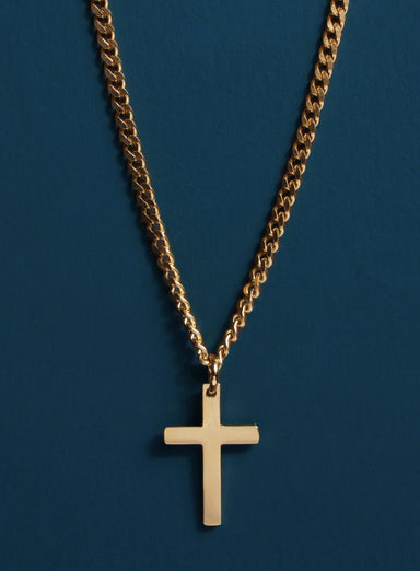 Small Cuban Chain Gold Stainless Steel Cross Necklace Jewelry WE ARE ALL SMITH: Men's Jewelry & Clothing.   