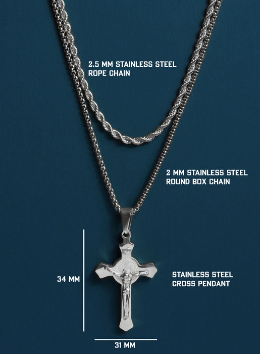 Stainless Steel Crucifix Necklace Set for Men Jewelry WE ARE ALL SMITH: Men's Jewelry & Clothing.   