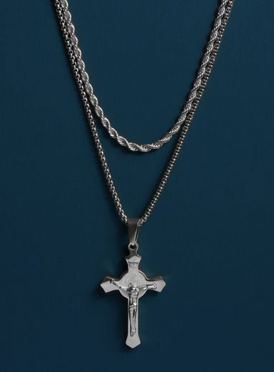 Stainless Steel Crucifix Necklace Set for Men Jewelry WE ARE ALL SMITH: Men's Jewelry & Clothing.   