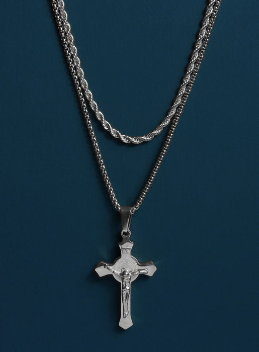 Stainless Steel Crucifix Necklace Set for Men Jewelry WE ARE ALL SMITH: Men's Jewelry & Clothing.   