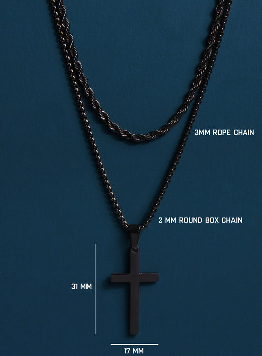 Large Black Cross Necklace Set for Men Jewelry WE ARE ALL SMITH: Men's Jewelry & Clothing.   