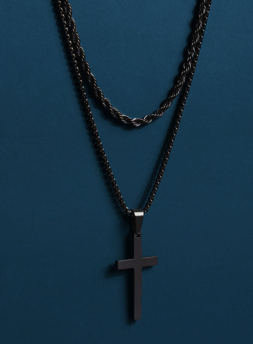 Large Black Cross Necklace Set for Men Jewelry WE ARE ALL SMITH: Men's Jewelry & Clothing.   