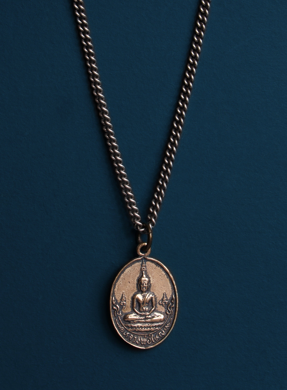 Bronze Oval Buddha Necklace Men — WE ARE ALL
