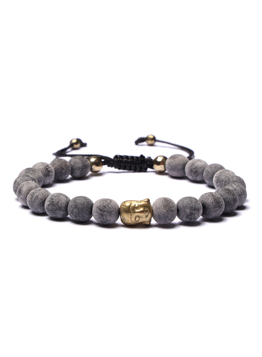 Gray wood and Gold buddha Bead Bracelet for Men Bracelets WE ARE ALL SMITH: Men's Jewelry & Clothing.   