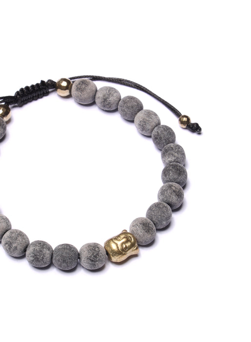 Gray wood and Gold buddha Bead Bracelet for Men Bracelets WE ARE ALL SMITH: Men's Jewelry & Clothing.   