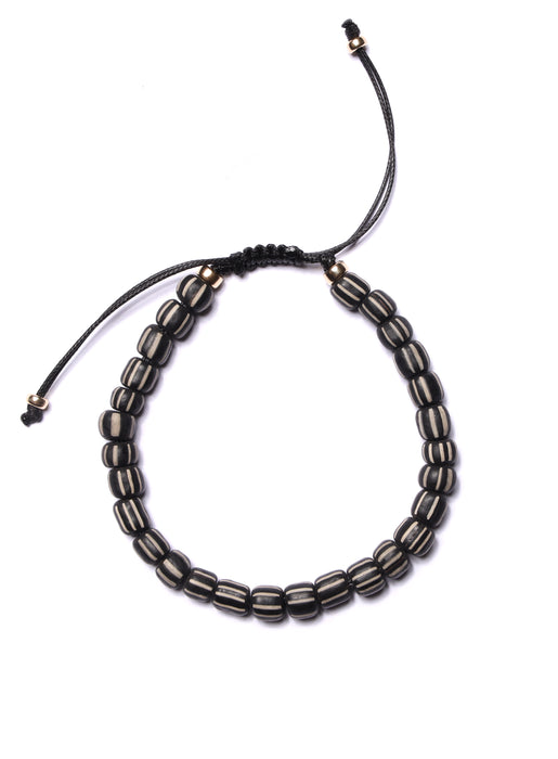 Zig-Zag Beaded Bracelet Kit with 2-Hole Glass Beads (Black & White)