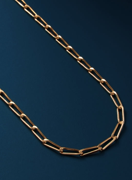 14k Gold Filled Elongated Cable Bevel Chain Necklace for Men