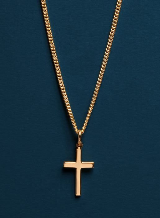 Vermeil Gold Cross on 14k Gold Filled Curb Chain Necklaces We Are All Smith   