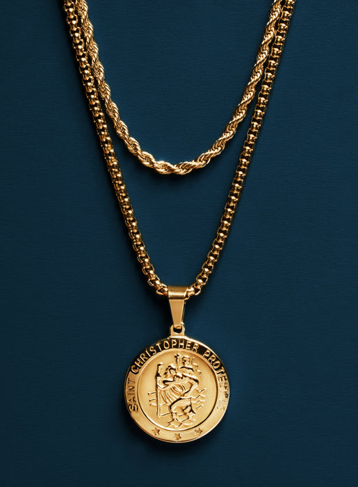 14K Italian Gold Necklace with Saint Christopher Pendant – Royal Gem