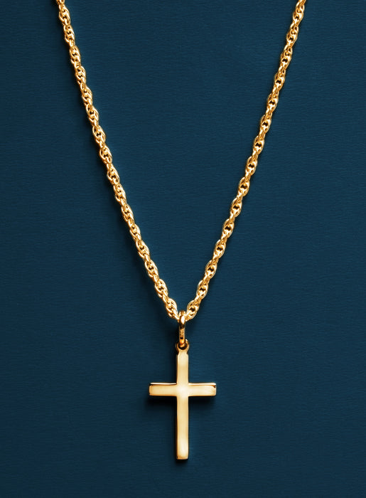 Vermeil / 14K Gold Filled Cross Necklace (Rope Chain) Necklaces We Are All Smith   