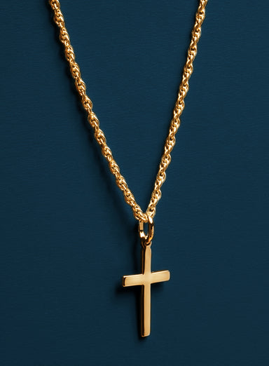 Vermeil / 14K Gold Filled Cross Necklace (Rope Chain) Necklaces We Are All Smith   