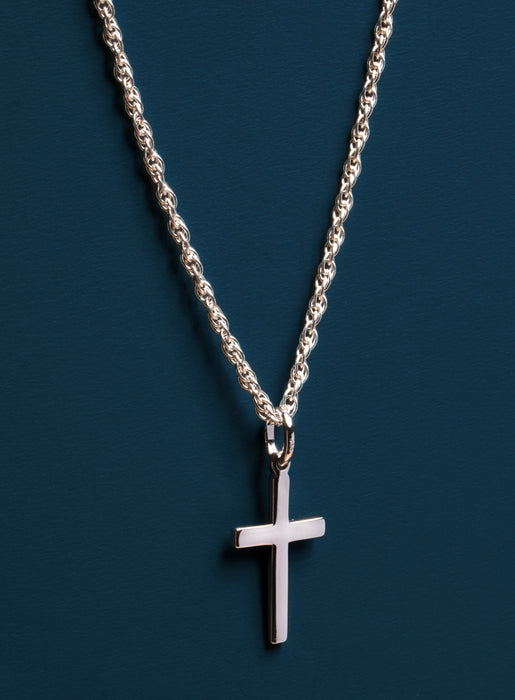 Sterling Silver Cross on Rope Chain — WE ARE ALL SMITH