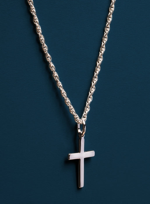 Sterling Silver Cross on Rope Chain Necklaces We Are All Smith   