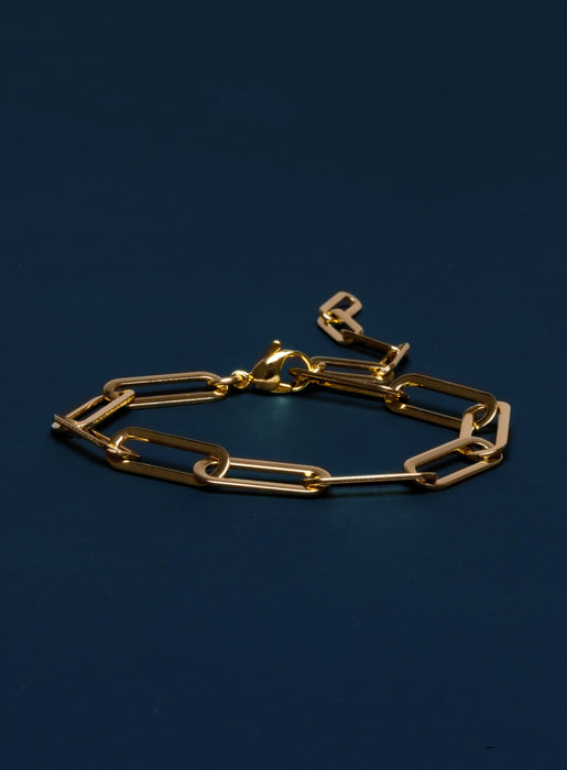 Large Gold Plated Stainless Steel Adjustable Clip Chain Bracelet Bracelets WE ARE ALL SMITH: Men's Jewelry & Clothing.   