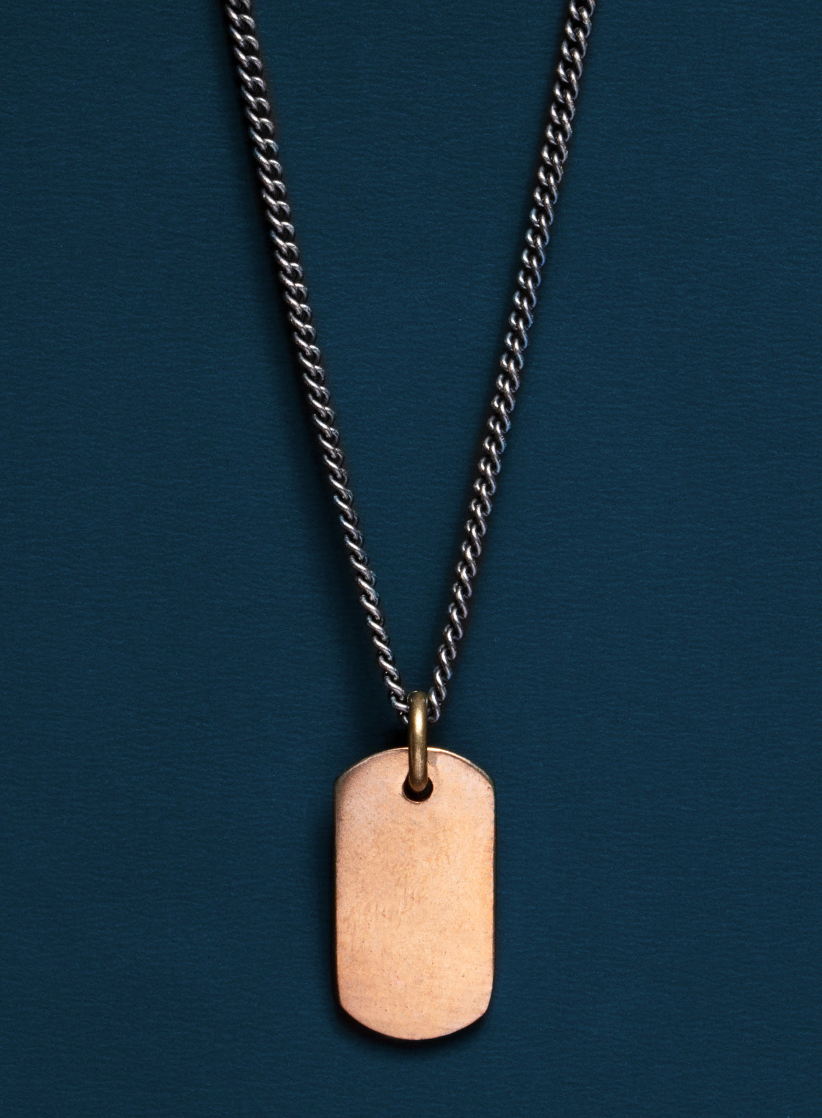 Small Bronze Dog tag Necklace on Oxidized Sterling Silver Chain — WE ARE  ALL SMITH