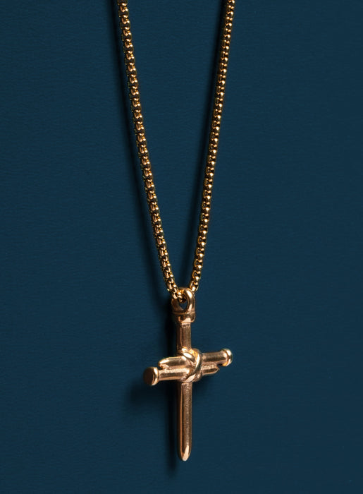 10k Gold Plated Stainless Steel Nail Cross Necklace for men Necklaces We Are All Smith   