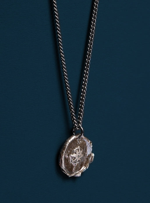 Sterling Silver Wax Seal Compass Necklace for Men Necklaces We Are All Smith   