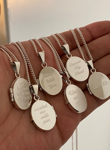 Silver Locket Necklaces For Women Engraved With Photos