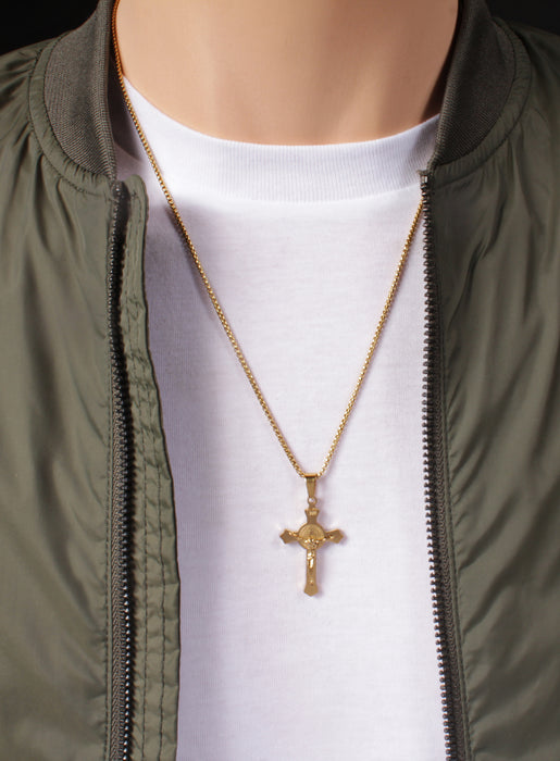 Small Gold Crucifix Men's Necklace Necklaces WE ARE ALL SMITH   