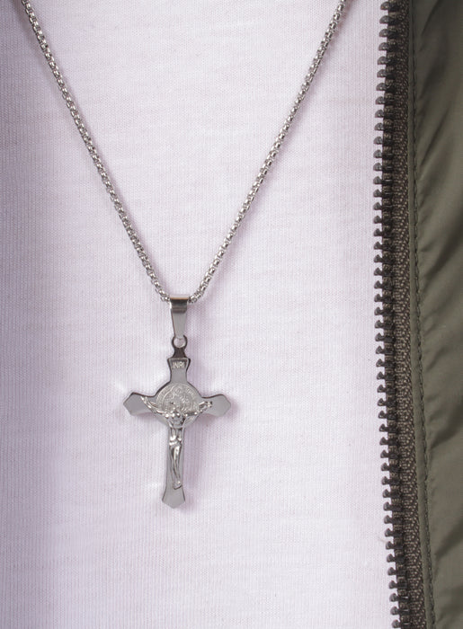 Small Stainless Steel Crucifix Men's Necklace Necklaces WE ARE ALL SMITH   