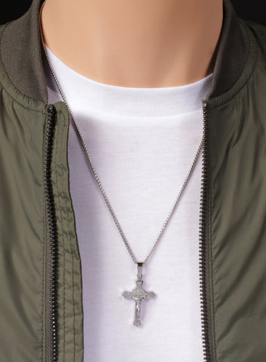 Small Stainless Steel Crucifix Men's Necklace Necklaces WE ARE ALL SMITH   