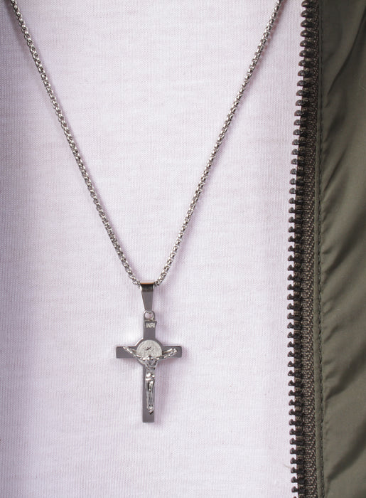 Small Stainless Steel Crucifix Men's Necklace Necklaces WE ARE ALL SMITH   