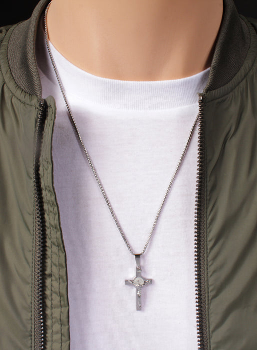 Small Stainless Steel Crucifix Men's Necklace Necklaces WE ARE ALL SMITH   