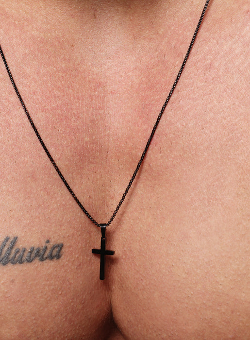 SMALL BLACK CROSS NECKLACE FOR MEN Jewelry We Are All Smith   