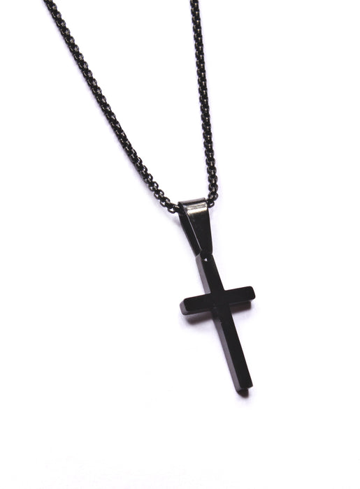 SMALL BLACK CROSS NECKLACE FOR MEN