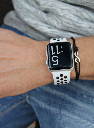 Infinity Bracelet - Black cord men's bracelet with silver clasp Jewelry We Are All Smith   