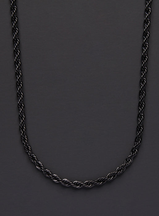 Men's Stainless Steel Black Rope Chain Necklace - 9850815