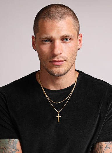 Necklace Set: Gold Rope Chain and Large Gold Cross Necklaces WE ARE ALL SMITH: Men's Jewelry & Clothing.   