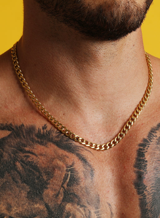 7mm Gold Curb Chain Necklace