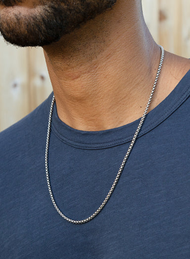 3mm Stainless Steel Round Box Chain Necklace Jewelry WE ARE ALL SMITH: Men's Jewelry & Clothing.