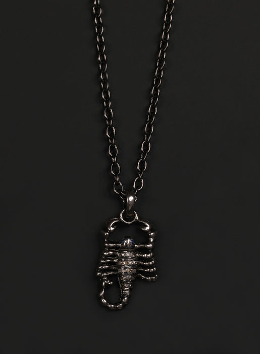 Diamond and Sapphire Sterling Silver Scorpion Necklace for Men Necklaces WE ARE ALL SMITH   