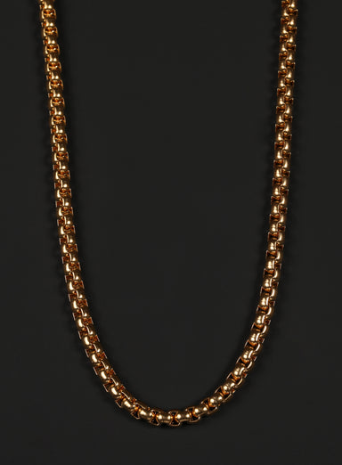 4mm Gold Round Box Chain Necklace for Men. Necklaces WE ARE ALL SMITH   