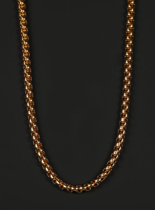 4mm Gold Round Box Chain Necklace for Men. Necklaces WE ARE ALL SMITH   
