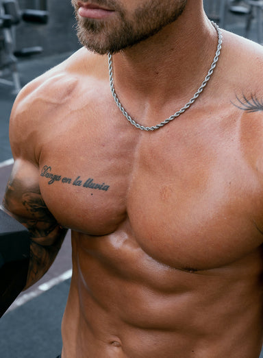 Sweatproof + Waterproof Silver Rope chain necklace 5 mm Necklaces WE ARE ALL SMITH: Men's Jewelry & Clothing.   