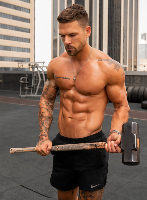 Sweatproof + Waterproof Mens silver Two tone Crucifix Necklace Necklaces WE ARE ALL SMITH: Men's Jewelry & Clothing.   