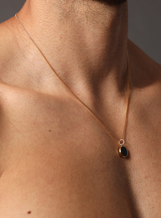Gold Onyx Pendant - Natural Onyx Necklace, Black Oval Pendant – Adina Stone  Jewelry