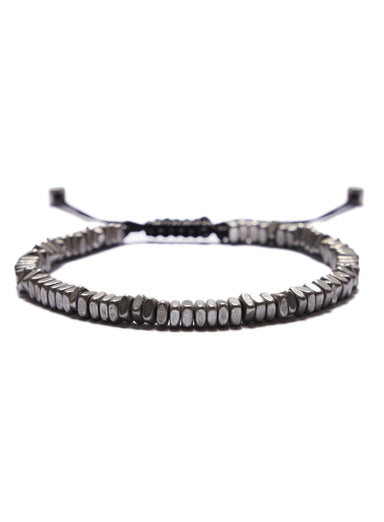 Geometric Darkened White brass bead Bracelet Bracelets WE ARE ALL SMITH: Men's Jewelry & Clothing.   