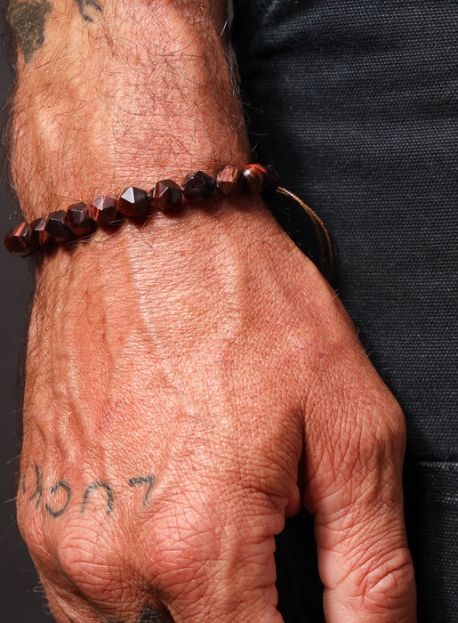 Brown Tiger Eye and Gold Bead Bracelet for Men Bracelets WE ARE ALL SMITH: Men's Jewelry & Clothing.   